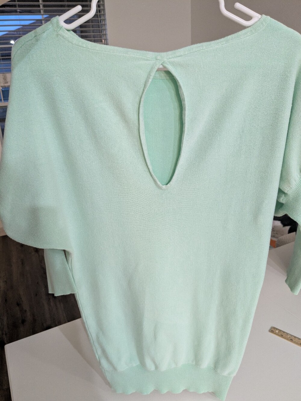 bebe Mint Green Keyhole Back Scoop Neck Sweater